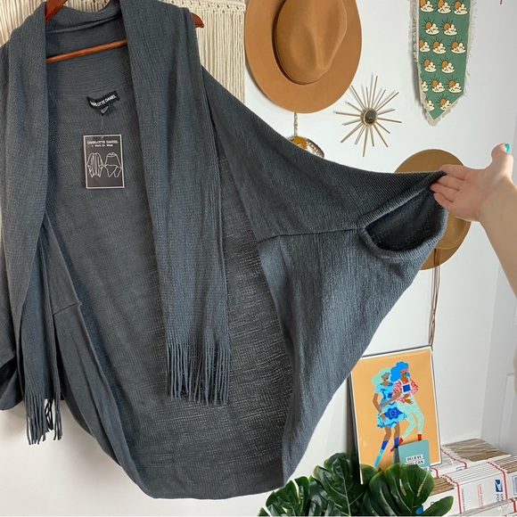 Charlotte Daniel NWT Ruana Wrap Sweater Cardigan with  Attached Scarf One Size - Picture 6 of 8